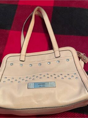 GUESS Beige Studded Shoulder Bag